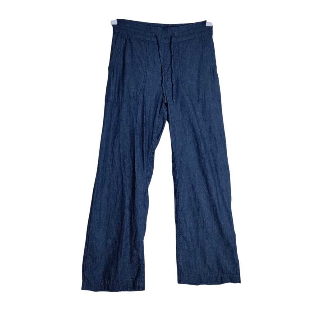 Prana Womens XS Blue Chambray Wide Leg Drawstring Elastic Waist Pants Pocketed